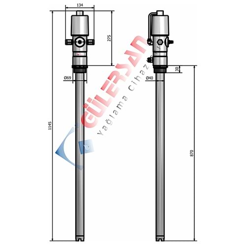 GÜLERSAN HAVALI İNCE YAĞ POMPSI 5/1 VARİL TİPİ